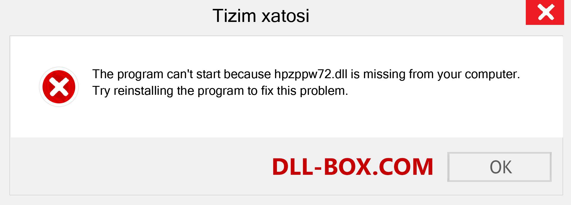 hpzppw72.dll fayli yo'qolganmi?. Windows 7, 8, 10 uchun yuklab olish - Windowsda hpzppw72 dll etishmayotgan xatoni tuzating, rasmlar, rasmlar